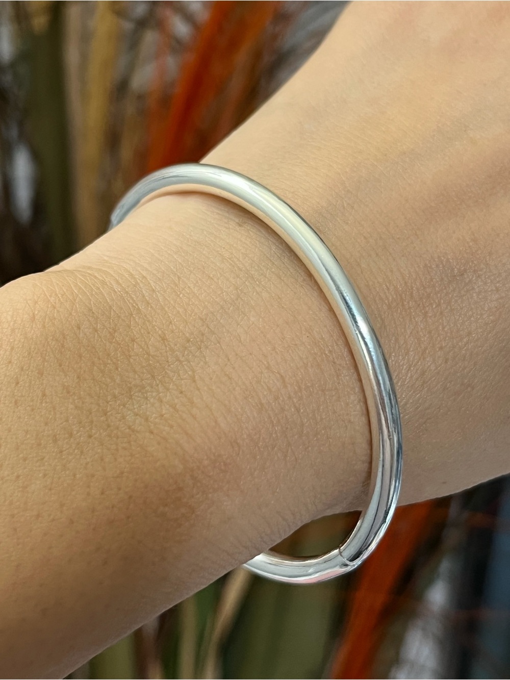 S92Silver plain round chunky cuff bangle bracelet for girls women top seller